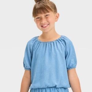 Denim Off-Shoulder Top kids denim blouse cute 🥰